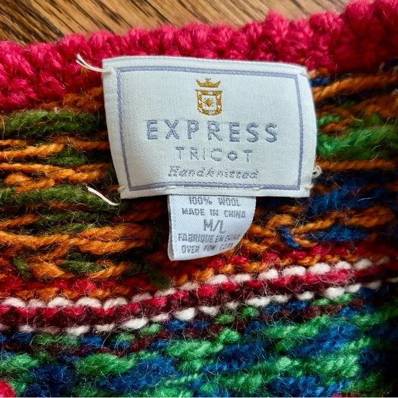 Vintage Express TRICOT Hand Knit Cat Wool Oversized Cardigan Sweater M/L - Picture 7 of 11